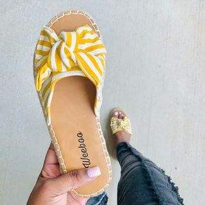 Vegan Yellow Stripe Sandals